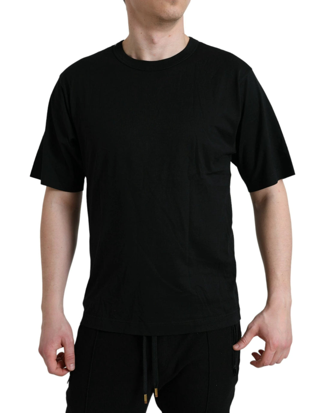 Dolce &amp; Gabbana Sample Sale Dolce &amp; Gabbana Black Logo Embossed Crew Neck Short Sleeves T-shirt - | Designer outlet