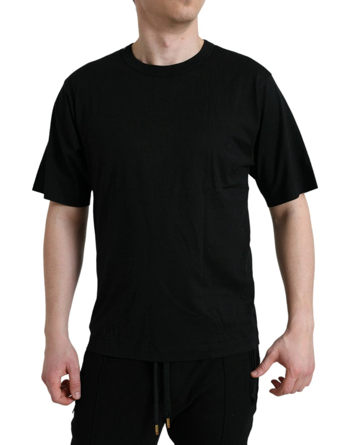 Dolce &amp; Gabbana Sample Sale Dolce &amp; Gabbana Black Logo Embossed Crew Neck Short Sleeves T-shirt - | Designer outlet