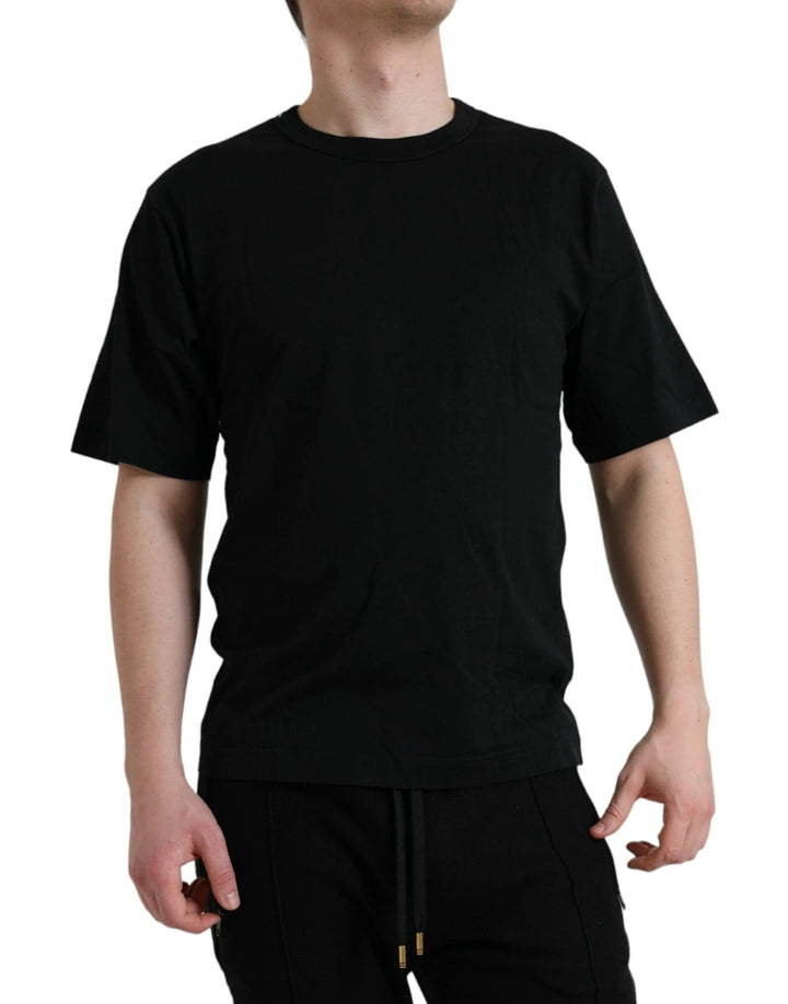 Dolce &amp; Gabbana Sample Sale Dolce &amp; Gabbana Black Logo Embossed Crew Neck Short Sleeves T-shirt - | Designer outlet