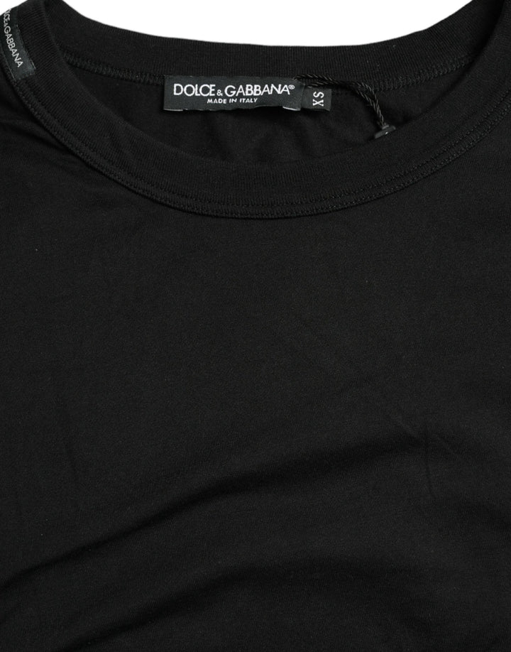 Dolce &amp; Gabbana Sample Sale Dolce &amp; Gabbana Black Logo Embossed Crew Neck Short Sleeves T-shirt - | Designer outlet
