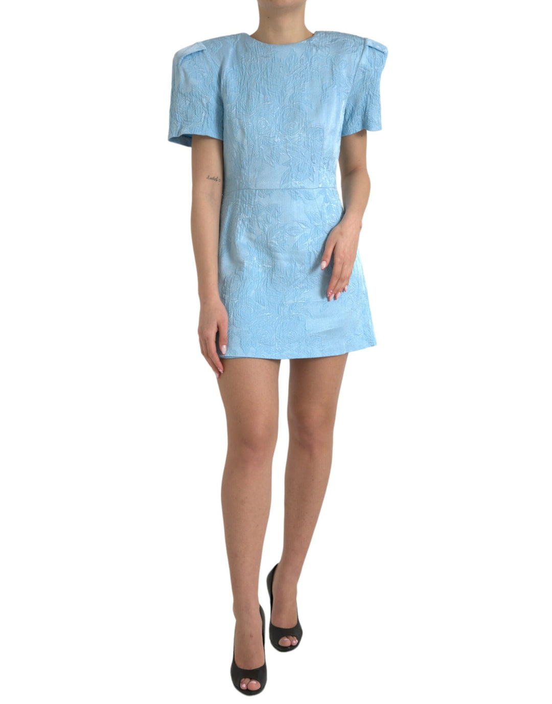 Dolce & Gabbana Mini Dress | Light Blue Jacquard Ask Me Wear Dolce & Gabbana Mini Dress | Light Blue Jacquard Ask Me Wear