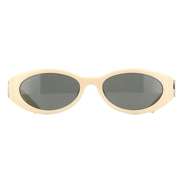 Gucci Sunglasses Oval Full Rim, Ivory Frame and Grey Lens GG1662SA004