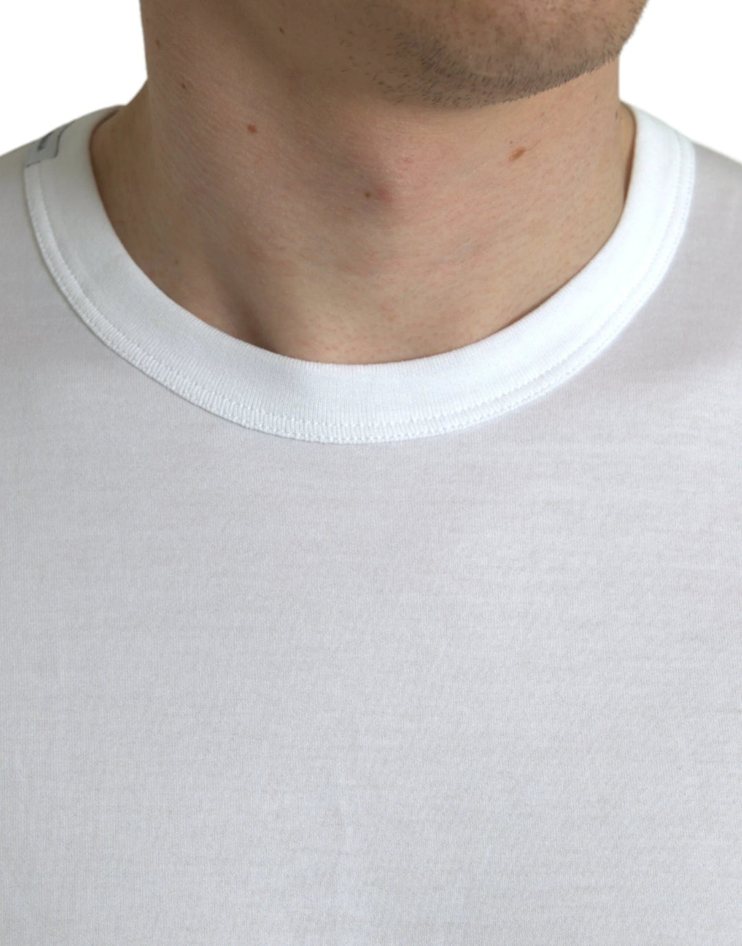 Dolce &amp; Gabbana Sample Sale Dolce &amp; Gabbana White Logo Crew Neck Short Sleeves T-shirt - | Designer outlet