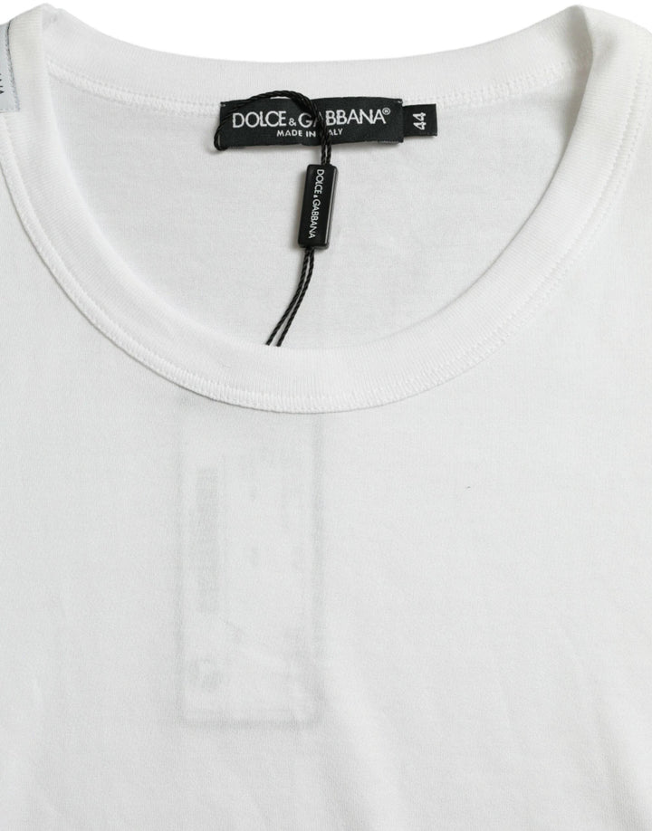 Dolce &amp; Gabbana Sample Sale Dolce &amp; Gabbana White Logo Crew Neck Short Sleeves T-shirt - | Designer outlet