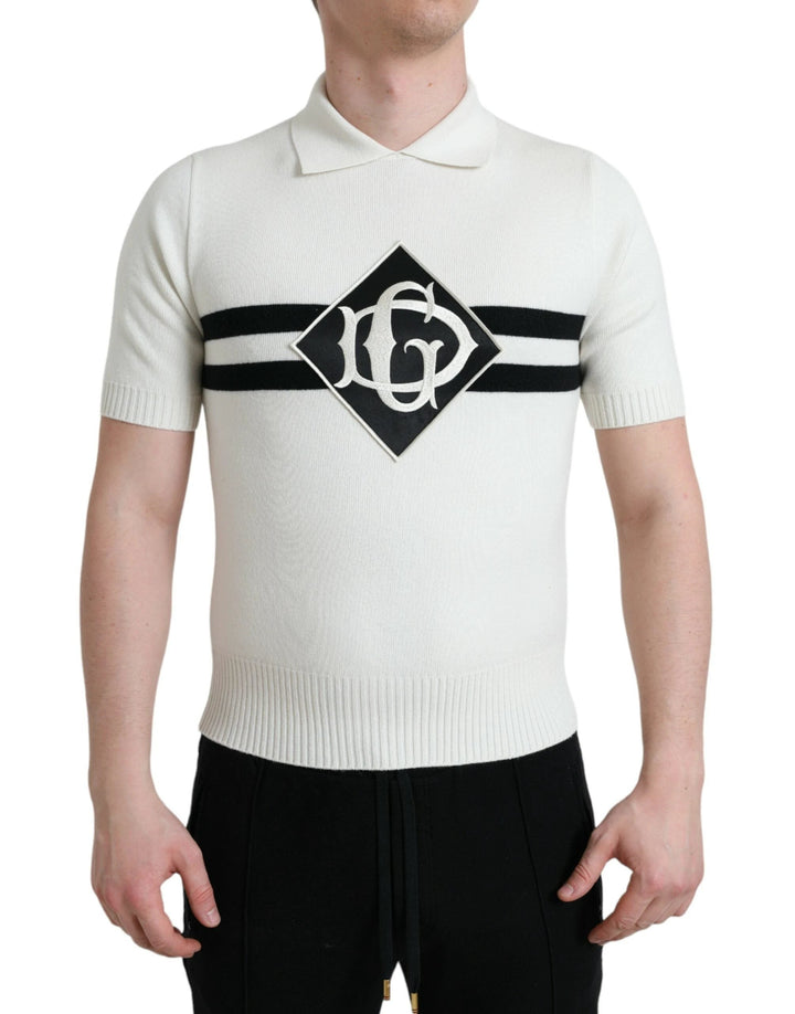 Dolce &amp; Gabbana Sample Sale Dolce &amp; Gabbana White DG Logo Collared Henley Shirt T-shirt - | Designer outlet