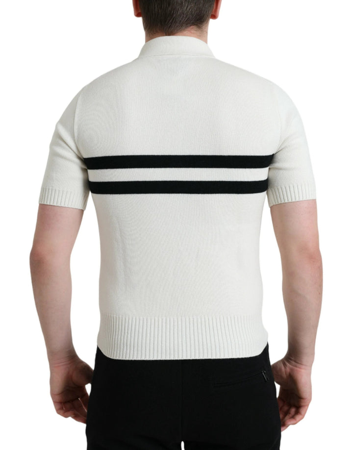 Dolce &amp; Gabbana Sample Sale Dolce &amp; Gabbana White DG Logo Collared Henley Shirt T-shirt - | Designer outlet