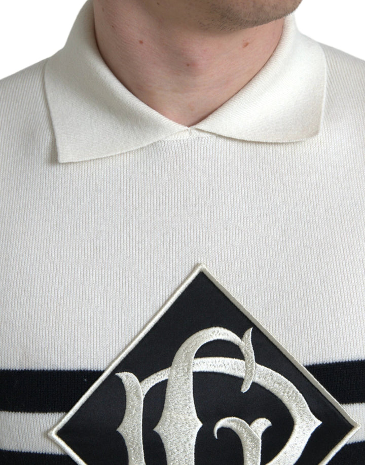 Dolce &amp; Gabbana Sample Sale Dolce &amp; Gabbana White DG Logo Collared Henley Shirt T-shirt - | Designer outlet