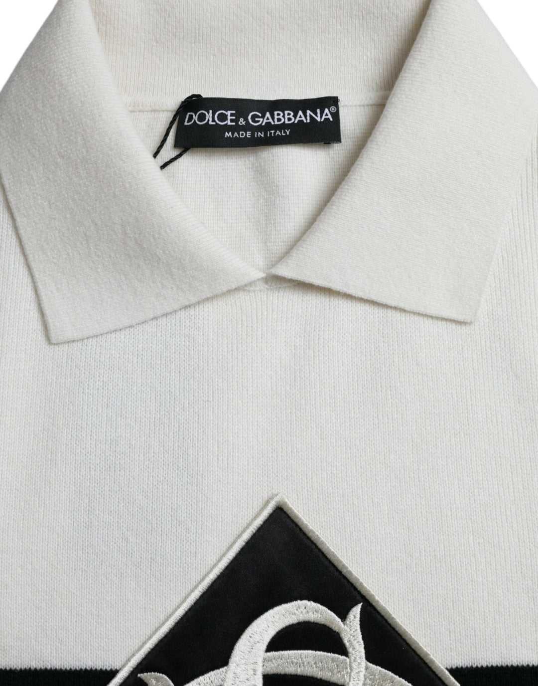 Dolce &amp; Gabbana Sample Sale Dolce &amp; Gabbana White DG Logo Collared Henley Shirt T-shirt - | Designer outlet