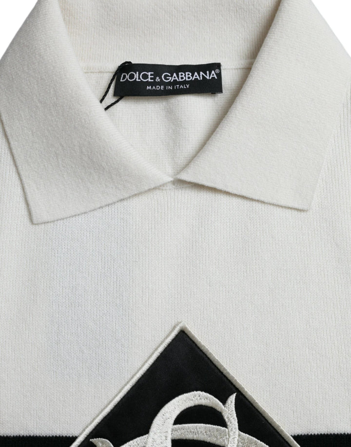 Dolce &amp; Gabbana Sample Sale Dolce &amp; Gabbana White DG Logo Collared Henley Shirt T-shirt - | Designer outlet