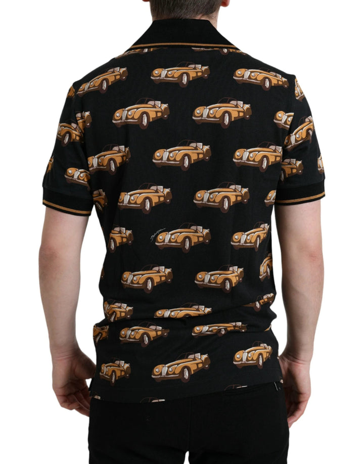 Dolce &amp; Gabbana Sample Sale Dolce &amp; Gabbana Black Car Print Short Sleeve Polo T-shirt - | Designer outlet