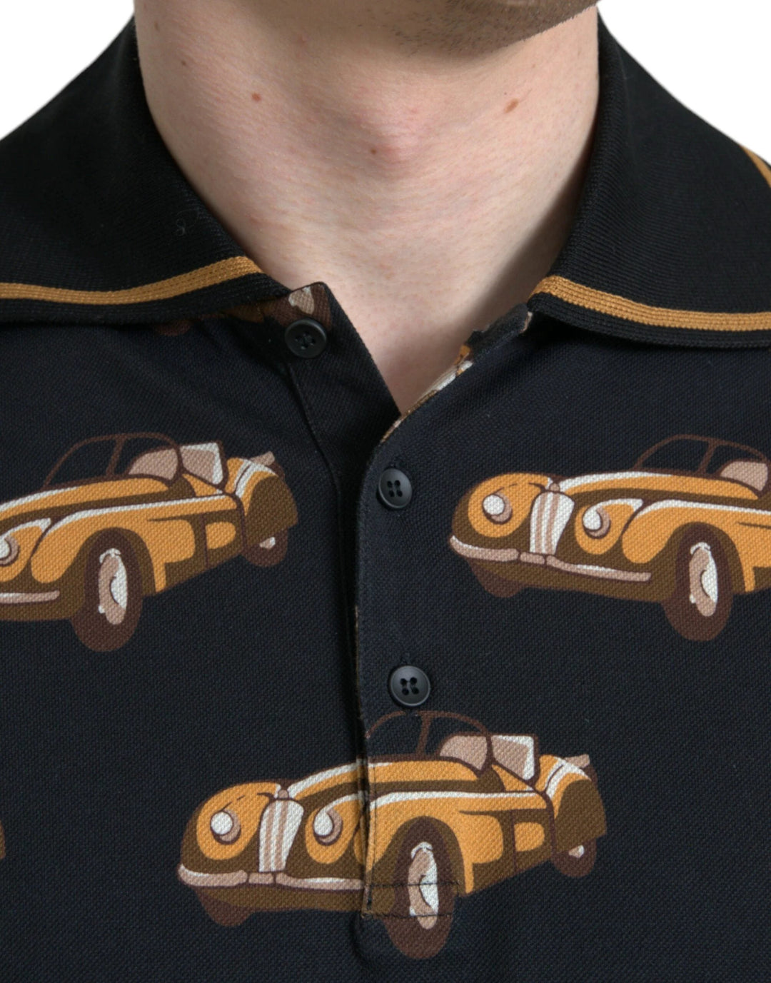 Dolce &amp; Gabbana Sample Sale Dolce &amp; Gabbana Black Car Print Short Sleeve Polo T-shirt - | Designer outlet