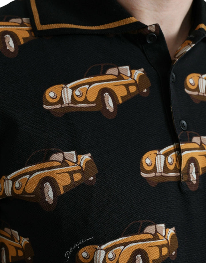 Dolce &amp; Gabbana Sample Sale Dolce &amp; Gabbana Black Car Print Short Sleeve Polo T-shirt - | Designer outlet