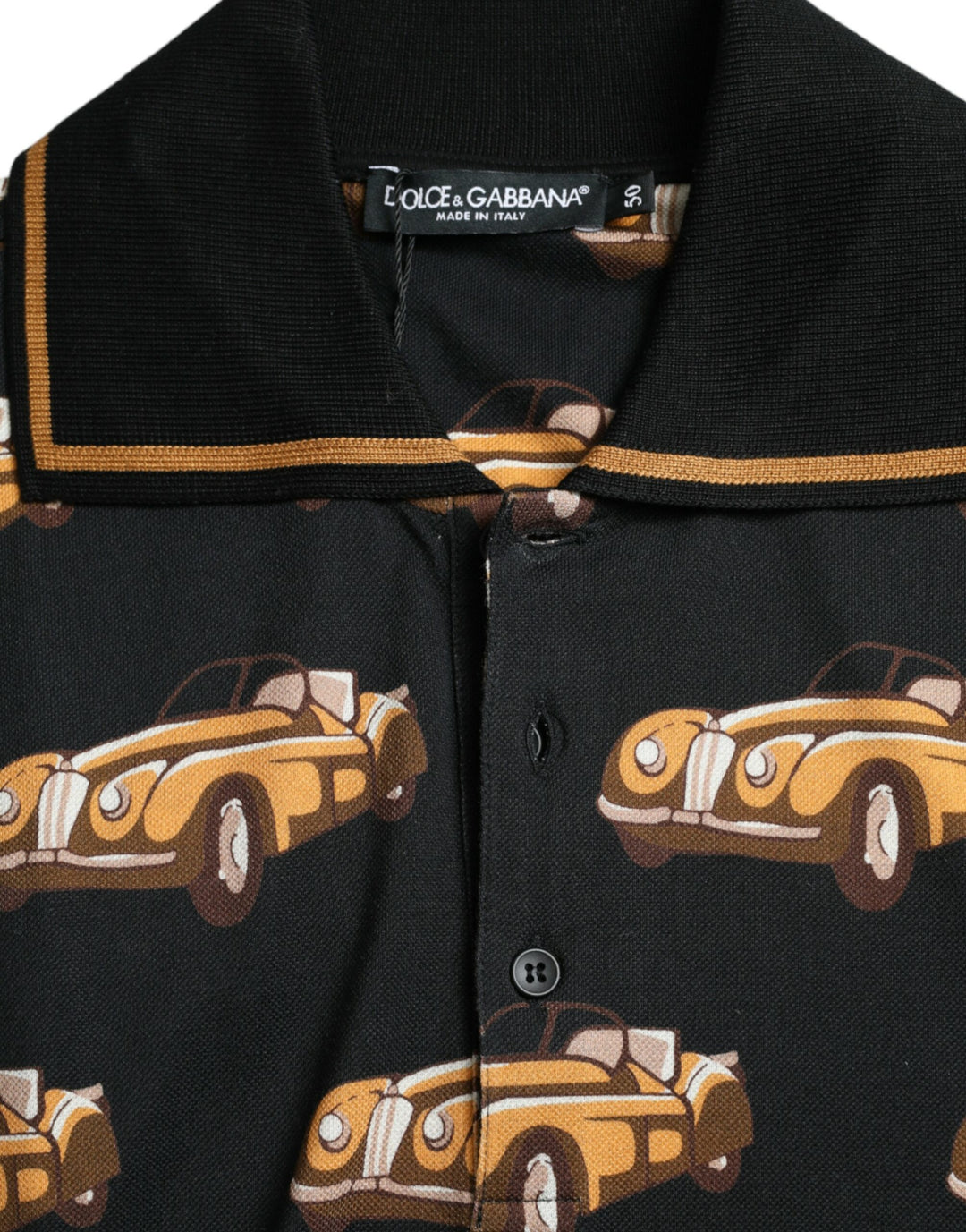 Dolce &amp; Gabbana Sample Sale Dolce &amp; Gabbana Black Car Print Short Sleeve Polo T-shirt - | Designer outlet