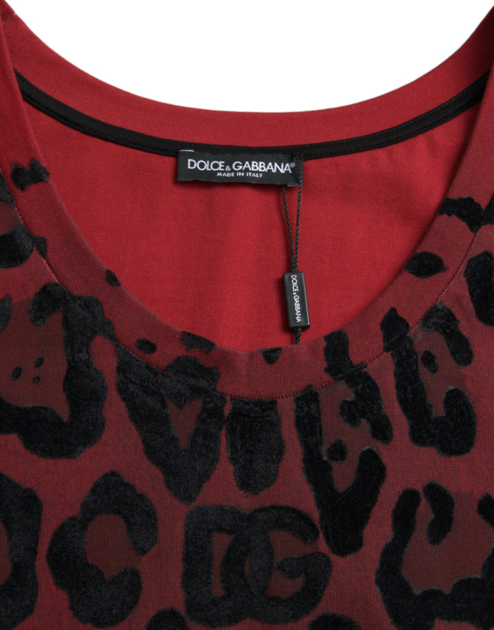 Dolce &amp; Gabbana Sample Sale Dolce &amp; Gabbana Red Leopard Print Sleeveless Tank T-shirt - | Designer outlet