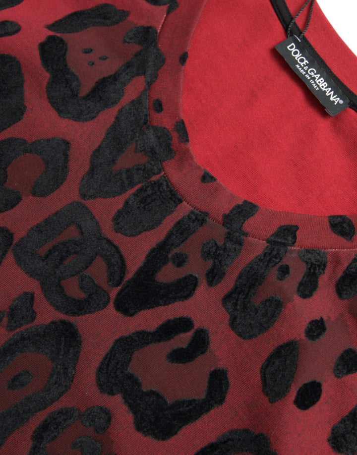 Dolce &amp; Gabbana Sample Sale Dolce &amp; Gabbana Red Leopard Print Sleeveless Tank T-shirt - | Designer outlet