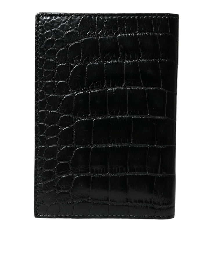 Dolce & Gabbana - Dolce & Gabbana Black Exotic Skin Leather Long Bifold Passport Holder - SMY101314 - Ask Me Wear