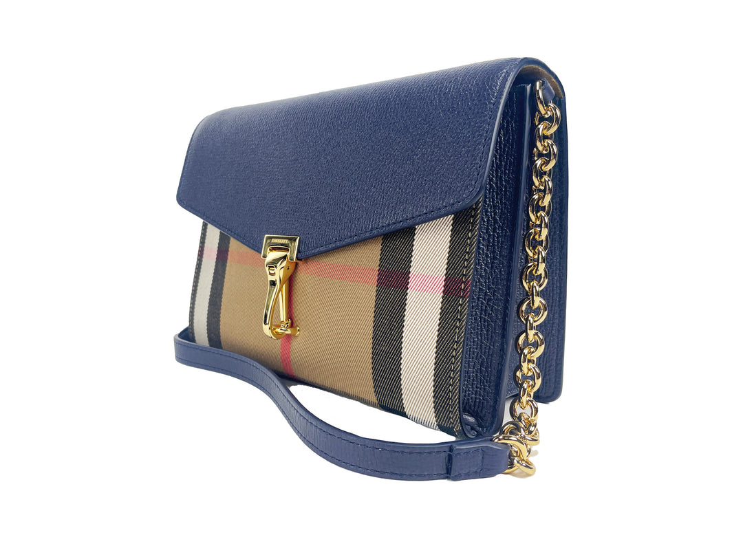 Burberry - Burberry Macken Small Regency Blue House Check Leather Crossbody Bag - 84417 - Ask Me Wear