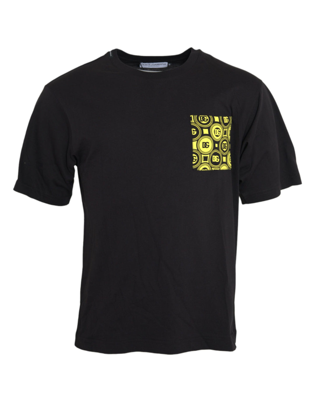 Dolce &amp; Gabbana Sample Sale Dolce &amp; Gabbana Black Printed Pocket Cotton Crewneck T-shirt - | Designer outlet