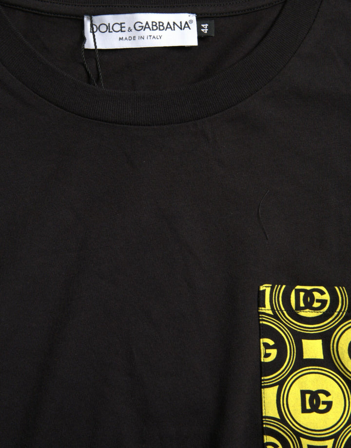 Dolce &amp; Gabbana Sample Sale Dolce &amp; Gabbana Black Printed Pocket Cotton Crewneck T-shirt - | Designer outlet