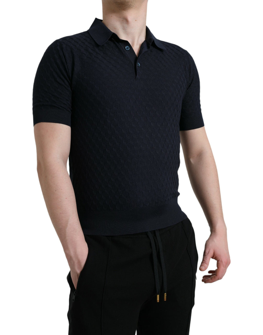 Dolce &amp; Gabbana Sample Sale Dolce &amp; Gabbana Dark Blue Collared Short Sleeve Polo T-shirt - | Designer outlet