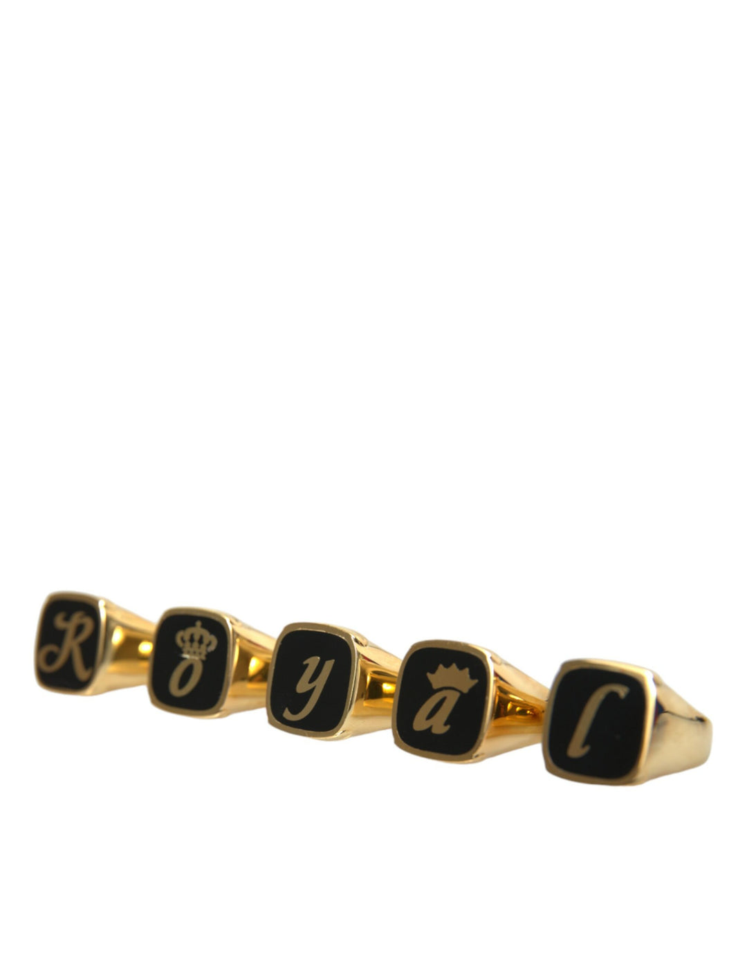 Dolce &amp; Gabbana Sample Sale Dolce &amp; Gabbana Gold Brass ROYAL Enamel Set of 5 Ring - | Designer outlet
