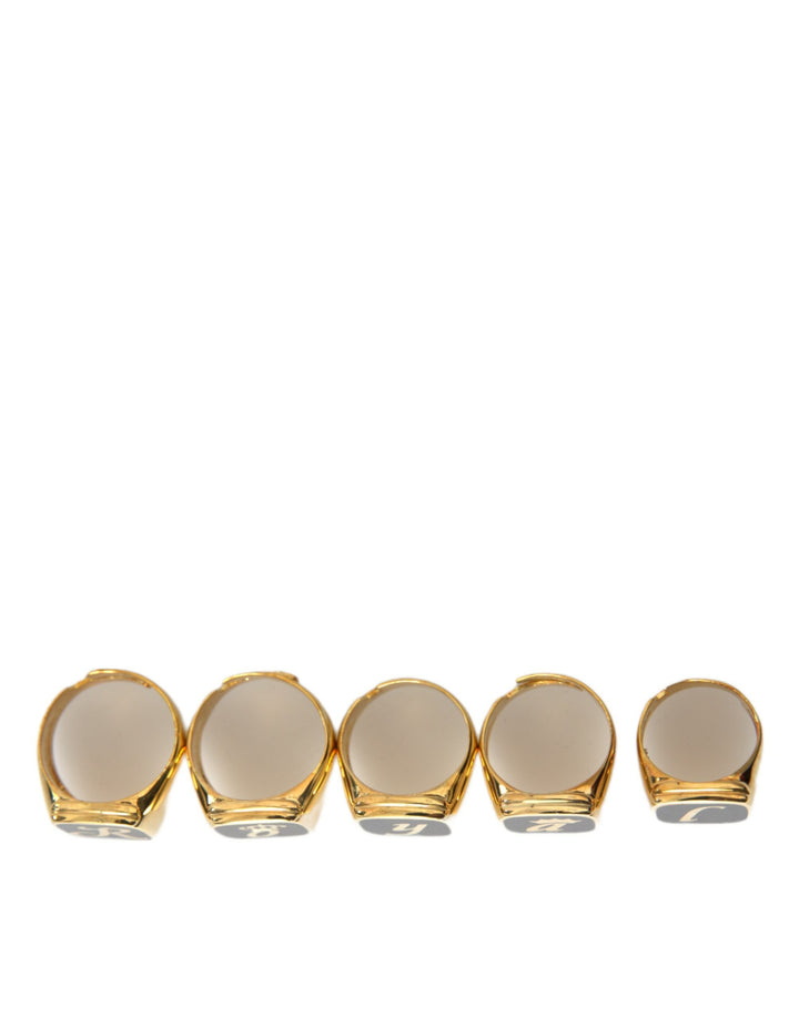 Dolce &amp; Gabbana Sample Sale Dolce &amp; Gabbana Gold Brass ROYAL Enamel Set of 5 Ring - | Designer outlet