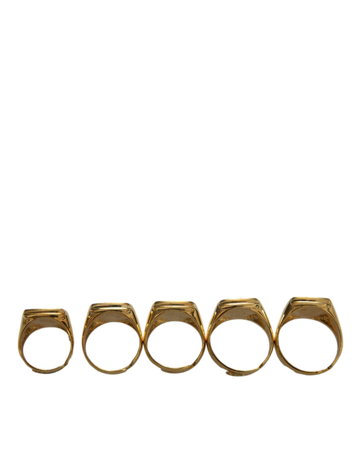 Dolce &amp; Gabbana Sample Sale Dolce &amp; Gabbana Gold Brass ROYAL Enamel Set of 5 Ring - | Designer outlet