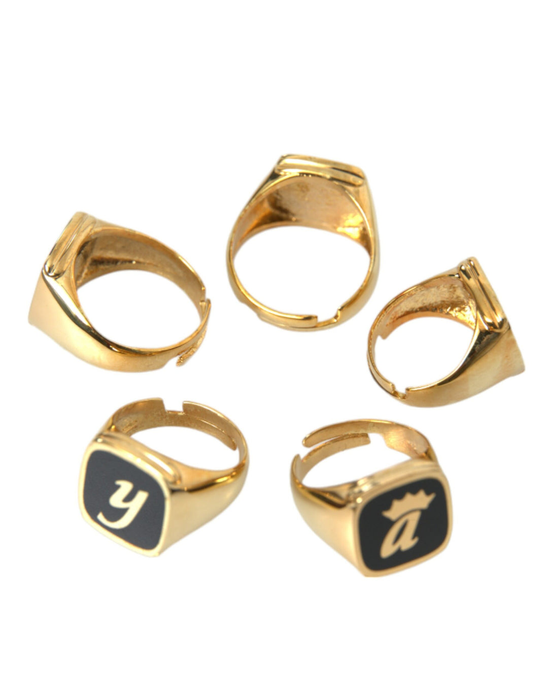 Dolce &amp; Gabbana Sample Sale Dolce &amp; Gabbana Gold Brass ROYAL Enamel Set of 5 Ring - | Designer outlet