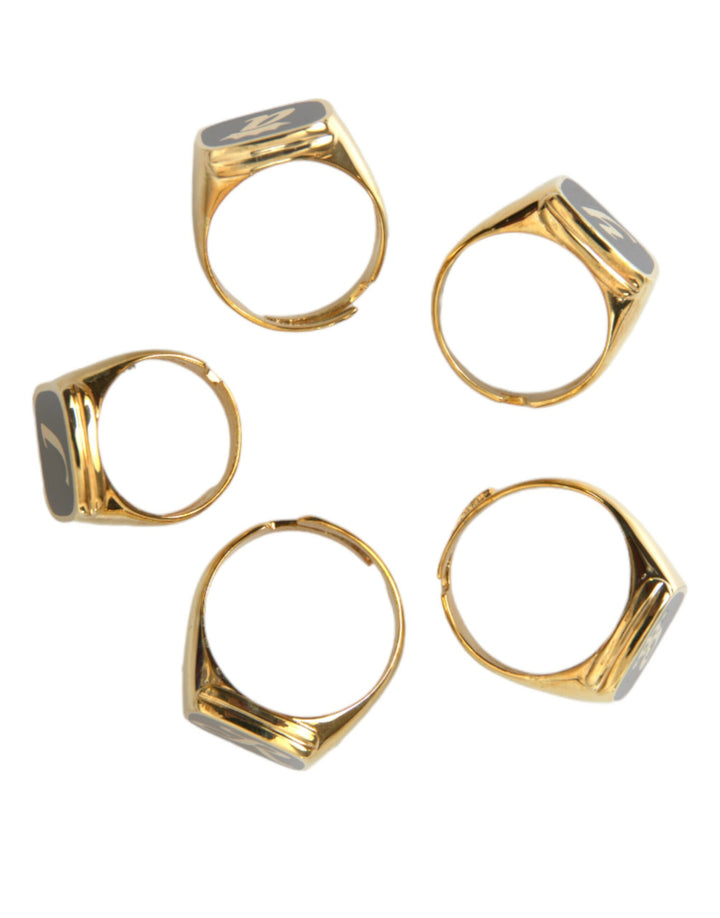 Dolce &amp; Gabbana Sample Sale Dolce &amp; Gabbana Gold Brass ROYAL Enamel Set of 5 Ring - | Designer outlet