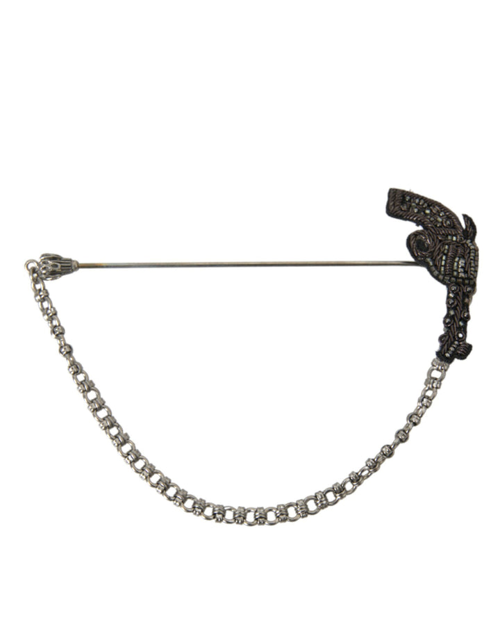 Dolce &amp; Gabbana Sample Sale Dolce &amp; Gabbana Brass Copper Silk Revolver Gun Men Brooch Lapel Pin - | Designer outlet
