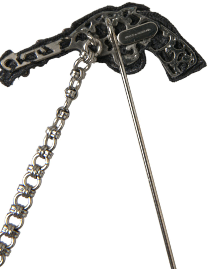 Dolce &amp; Gabbana Sample Sale Dolce &amp; Gabbana Brass Copper Silk Revolver Gun Men Brooch Lapel Pin - | Designer outlet