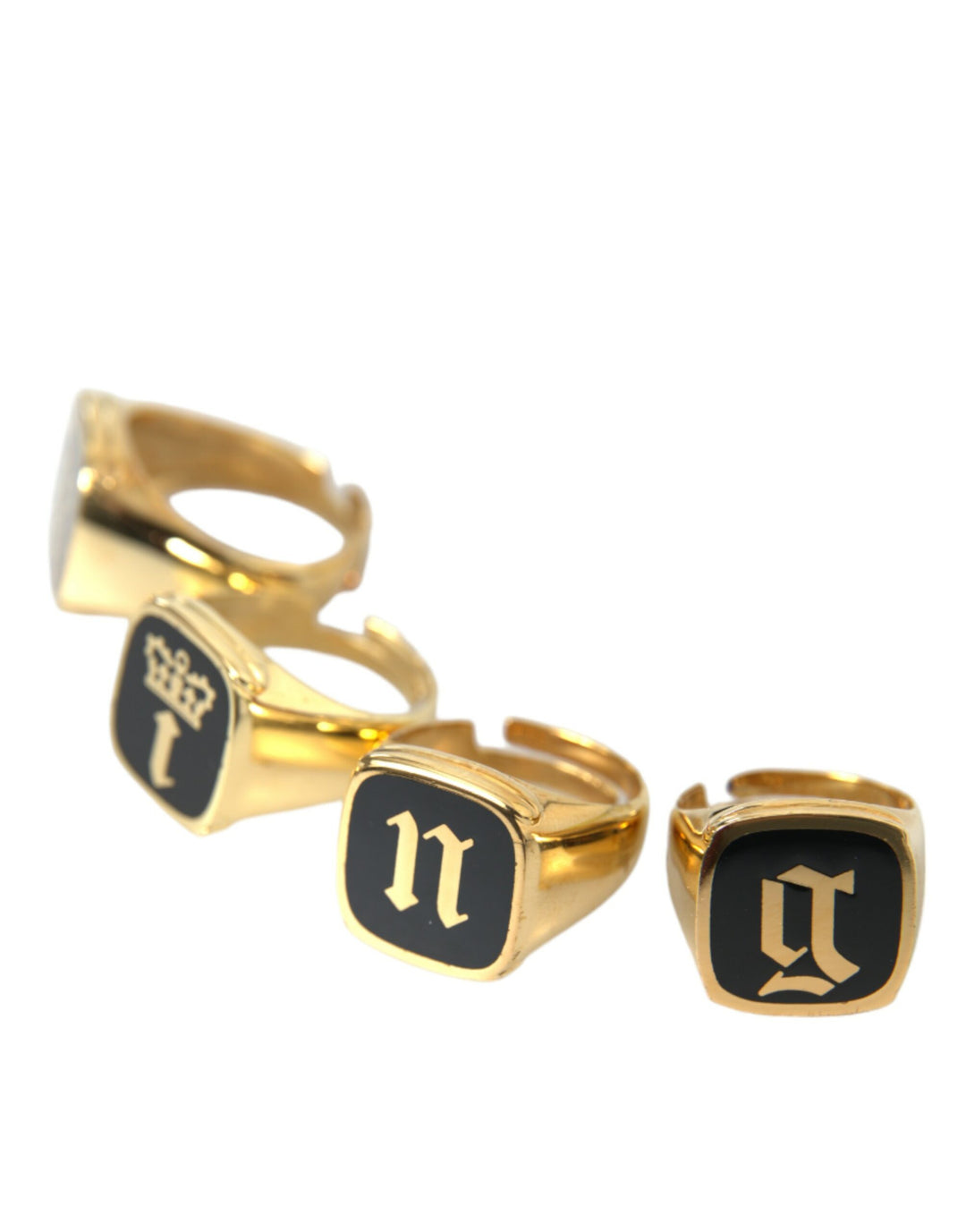 Dolce &amp; Gabbana Sample Sale Dolce &amp; Gabbana Gold Brass KING Enamel Set of 4 Ring - | Designer outlet