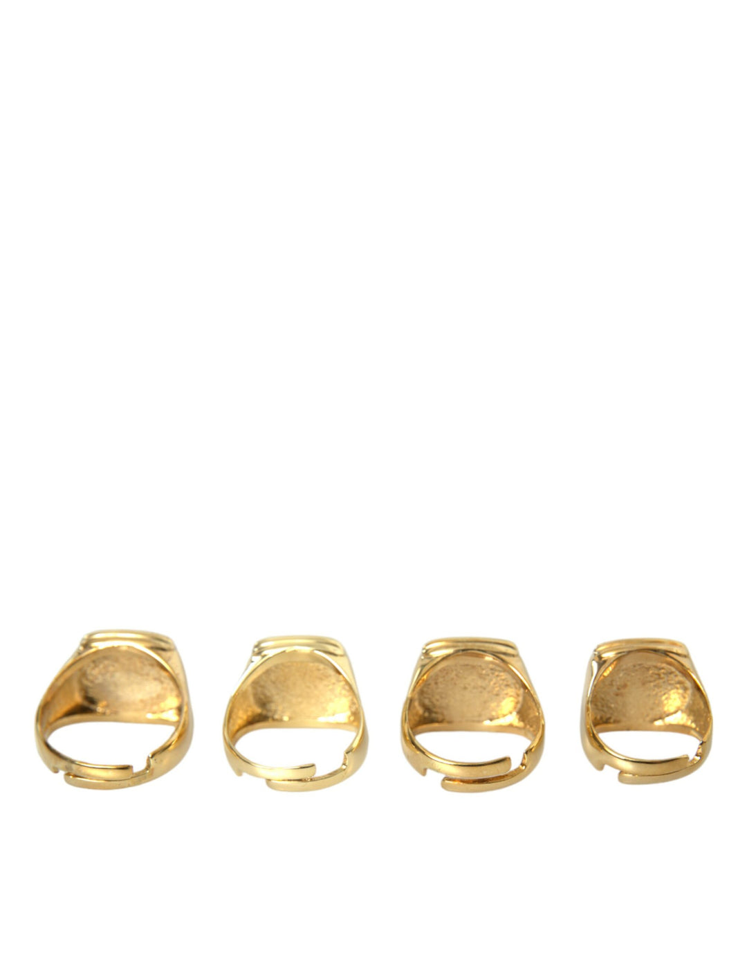 Dolce &amp; Gabbana Sample Sale Dolce &amp; Gabbana Gold Brass KING Enamel Set of 4 Ring - | Designer outlet