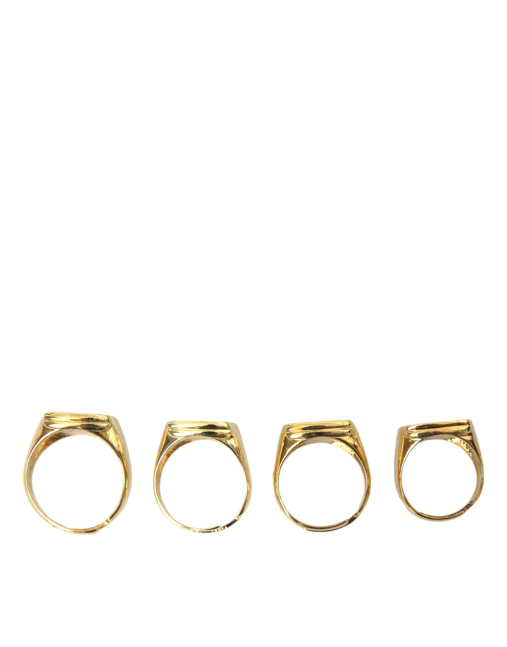 Dolce &amp; Gabbana Sample Sale Dolce &amp; Gabbana Gold Brass KING Enamel Set of 4 Ring - | Designer outlet