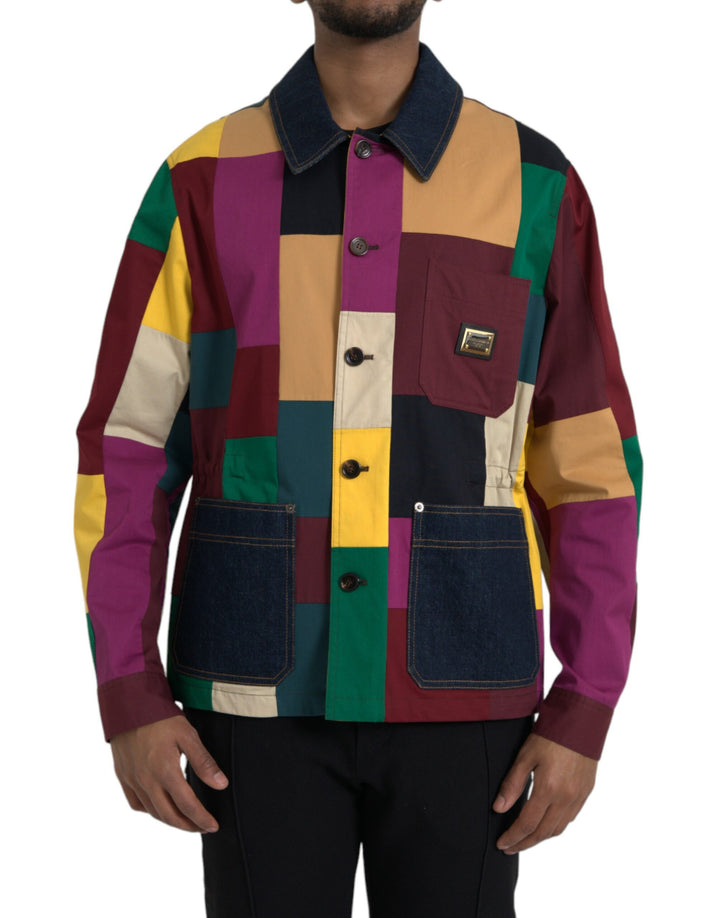 Dolce & Gabbana - Dolce & Gabbana Multicolor Patchwork Cotton Collared Jacket - JKT3841 - 48 - Ask Me Wear