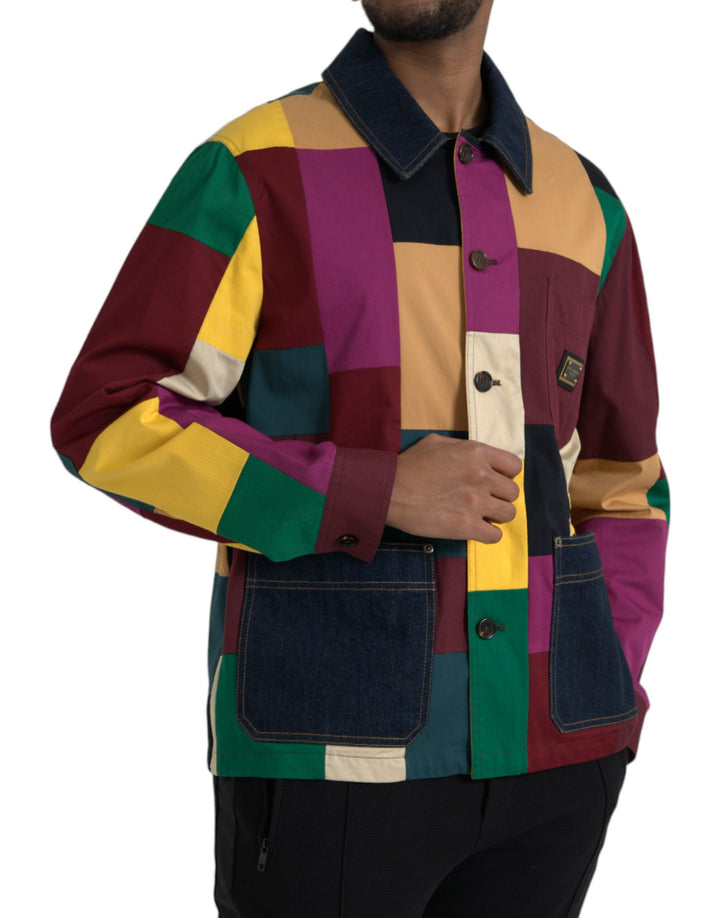 Dolce & Gabbana - Dolce & Gabbana Multicolor Patchwork Cotton Collared Jacket - JKT3841 - 48 - Ask Me Wear