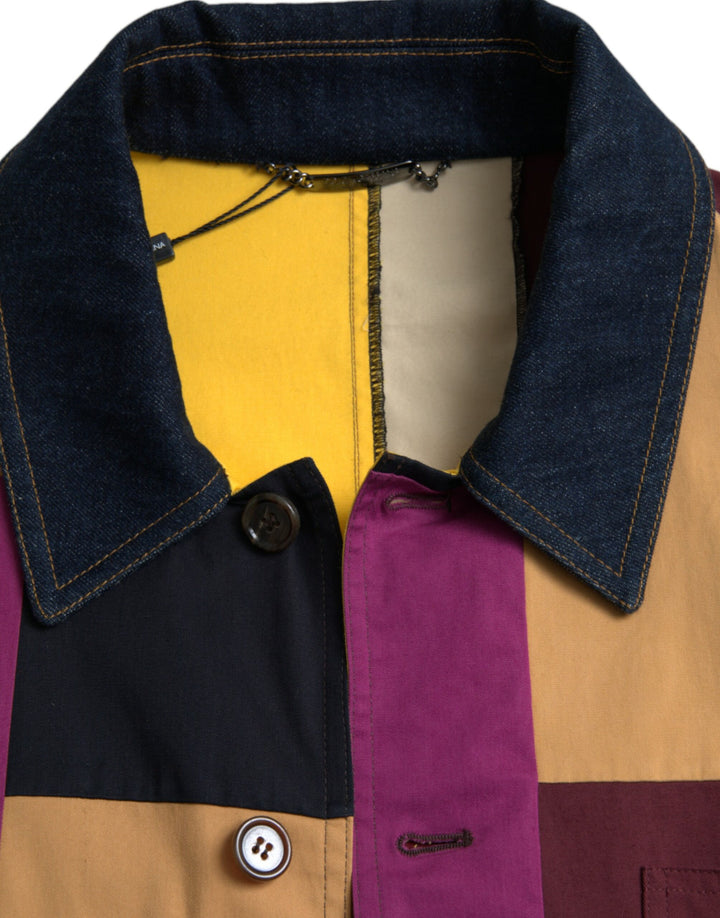 Dolce & Gabbana - Dolce & Gabbana Multicolor Patchwork Cotton Collared Jacket - JKT3841 - 48 - Ask Me Wear