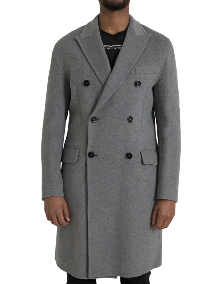 Dolce & Gabbana - Dolce & Gabbana Gray Double Trench Coat Cashmere Jacket - JKT3847 - 48 - Ask Me Wear