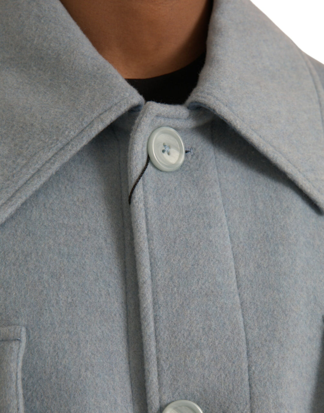 Dolce & Gabbana - Dolce & Gabbana Light Blue Wool Button Trench Coat Jacket - JKT3848 - 52 - Ask Me Wear