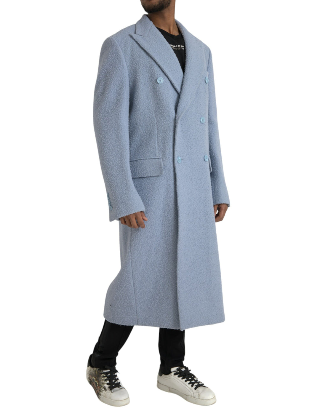 Dolce & Gabbana - Dolce & Gabbana Blue Double Breasted Long Trench Coat Jacket - JKT3851 - 52 - Ask Me Wear