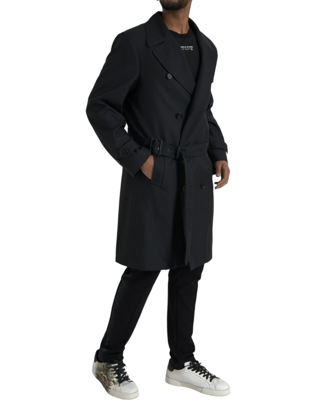 Dolce & Gabbana - Dolce & Gabbana Black Double Breasted Trench Coat Jacket - JKT3857 - 50 - Ask Me Wear