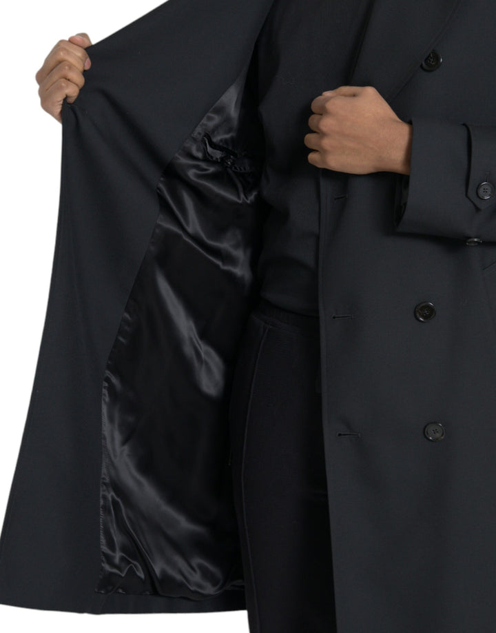 Dolce & Gabbana - Dolce & Gabbana Black Double Breasted Trench Coat Jacket - JKT3857 - 50 - Ask Me Wear