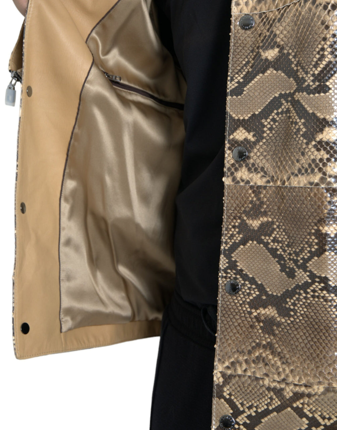 Dolce & Gabbana - Dolce & Gabbana Beige Exotic Leather Biker Blouson Jacket - JKT4055 - 52 - Ask Me Wear