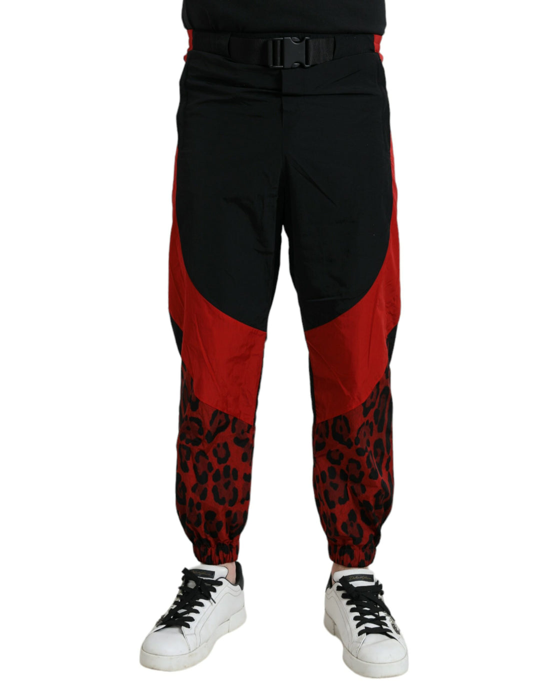 Dolce &amp; Gabbana Sample Sale Dolce &amp; Gabbana Black Red Leopard Print Nylon Jogger Pants - | Designer outlet