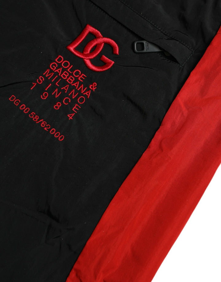 Dolce &amp; Gabbana Sample Sale Dolce &amp; Gabbana Black Red Leopard Print Nylon Jogger Pants - | Designer outlet