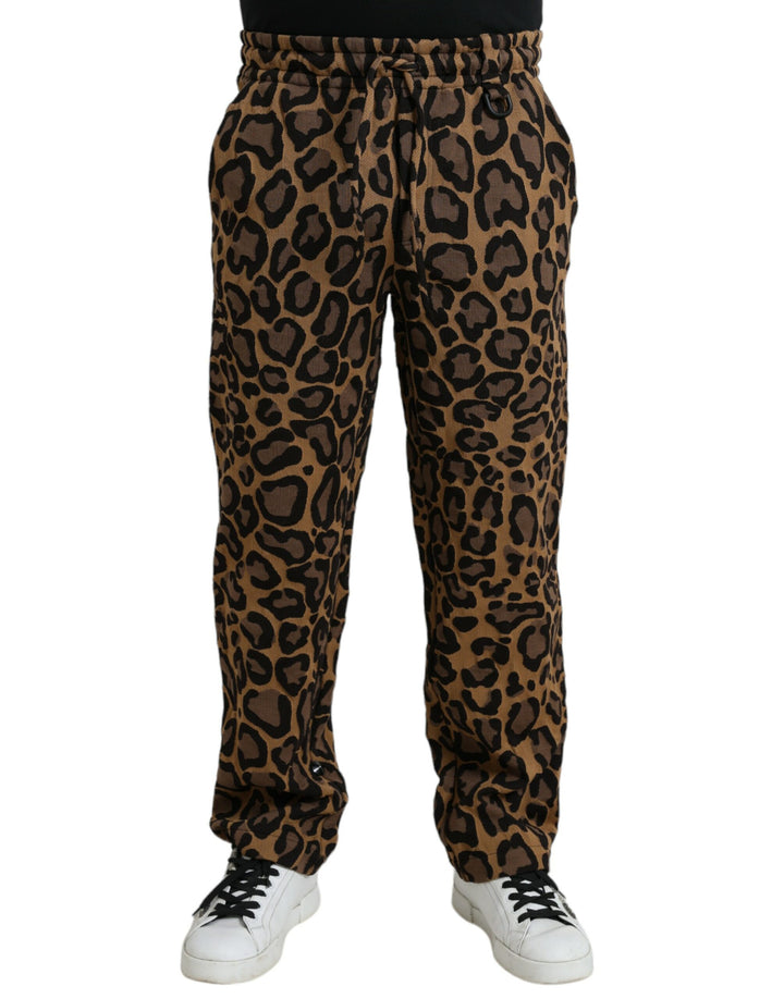 Dolce &amp; Gabbana Sample Sale Dolce &amp; Gabbana Brown Leopard Print Polyester Jogger Pants - | Designer outlet