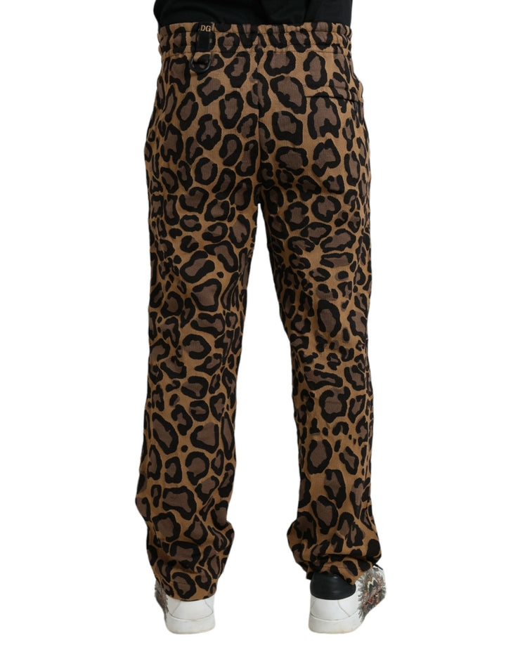 Dolce &amp; Gabbana Sample Sale Dolce &amp; Gabbana Brown Leopard Print Polyester Jogger Pants - | Designer outlet