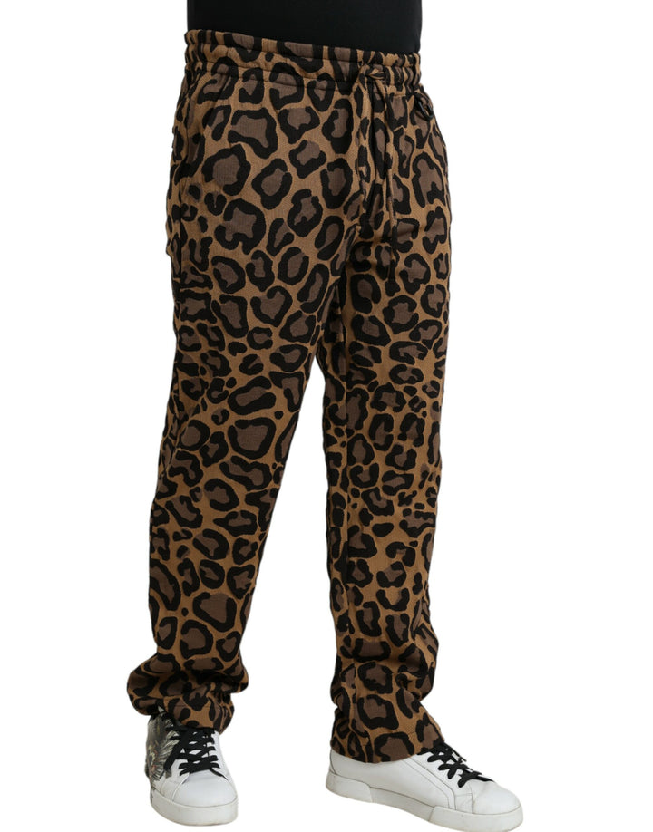 Dolce &amp; Gabbana Sample Sale Dolce &amp; Gabbana Brown Leopard Print Polyester Jogger Pants - | Designer outlet