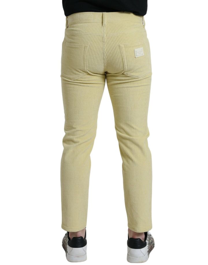 Dolce &amp; Gabbana Sample Sale Dolce &amp; Gabbana Yellow Corduroy Logo Plaque Skinny Denim Jeans - | Designer outlet
