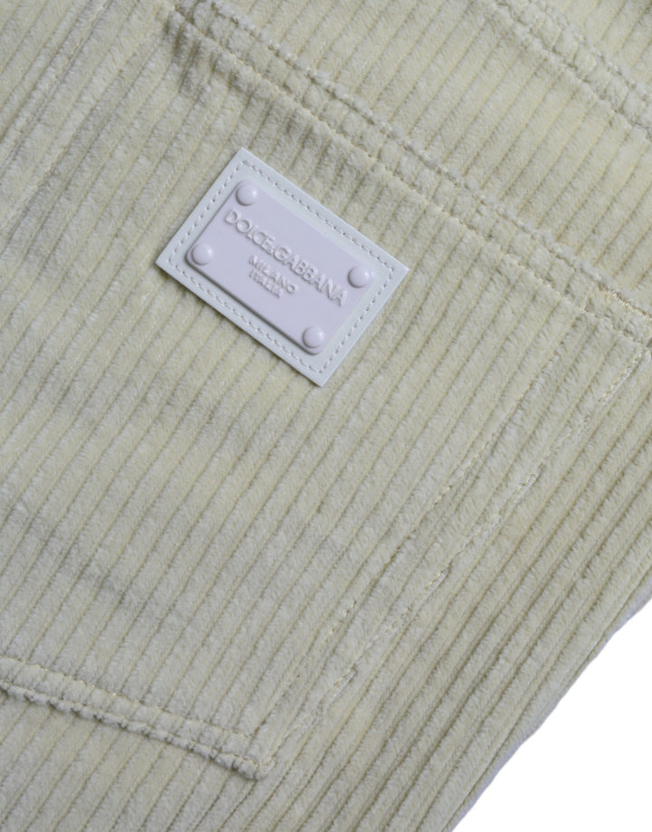 Dolce &amp; Gabbana Sample Sale Dolce &amp; Gabbana Yellow Corduroy Logo Plaque Skinny Denim Jeans - | Designer outlet